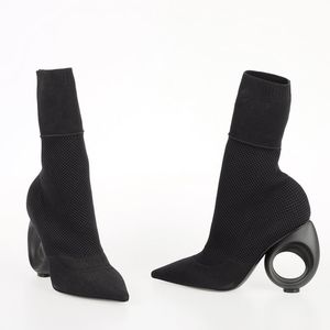 !! SOLD!! BURBERRY 11CM FABRIC BOOTS WITH CIRCLE HEEL